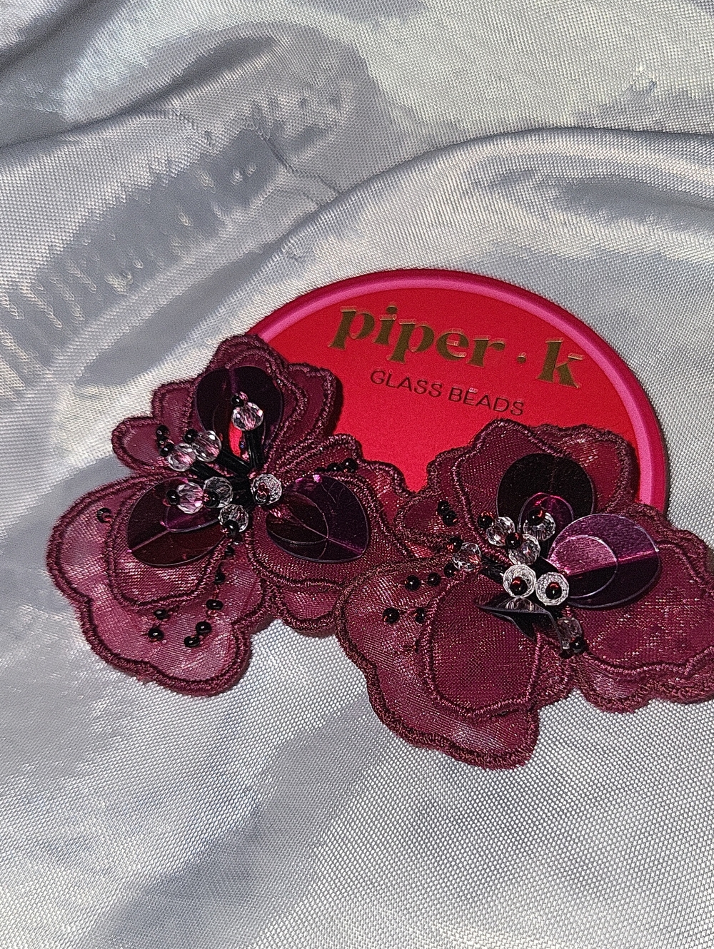 Piper K BURGUNDY FLOWER EARRINGS BRAND NEW